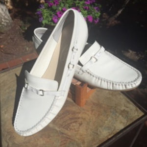 *Talbots* White Patent Driving Shoes
